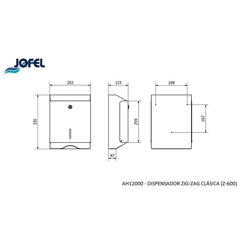 DISTRIBUTEUR PAPIER ZIG-ZAG INOX 600f JOFEL REF JAH12200