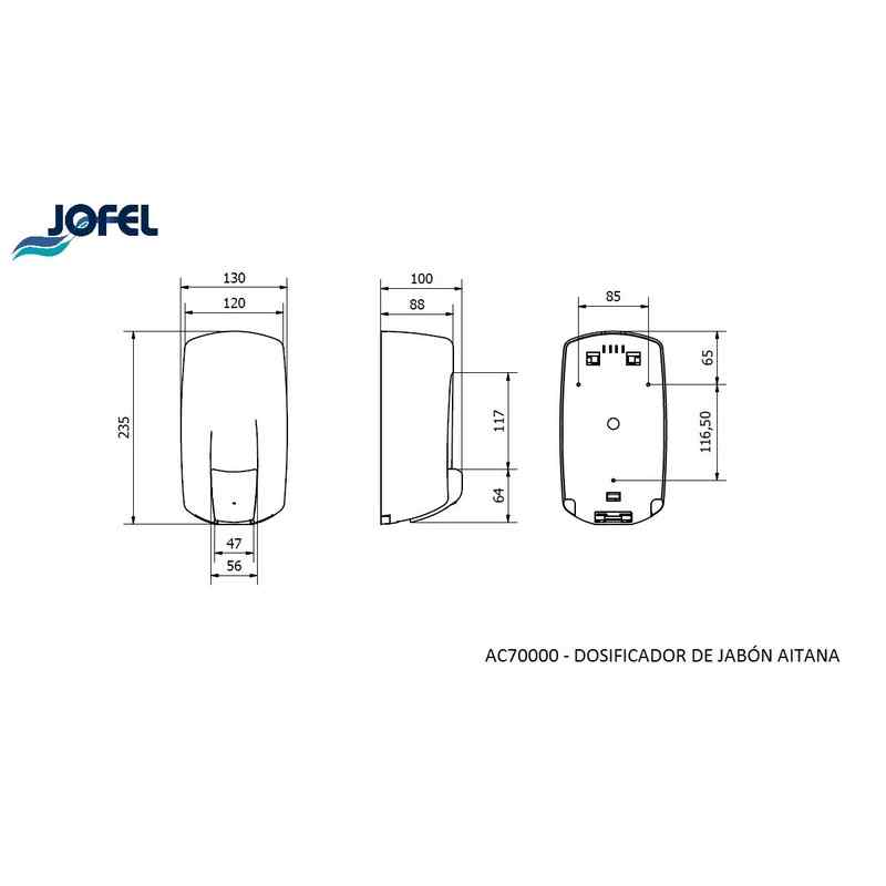 DISTRIBUTEUR SAVON LIQUIDE AITANA BLANC JOFEL REF JAC70000